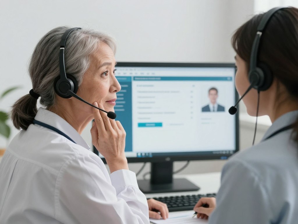 Atendente MedSenior esclarecendo dúvidas sobre o Plano para idosos MedSenior por telefone Atendente MedSenior esclarecendo dúvidas sobre o Plano para idosos MedSenior por telefone