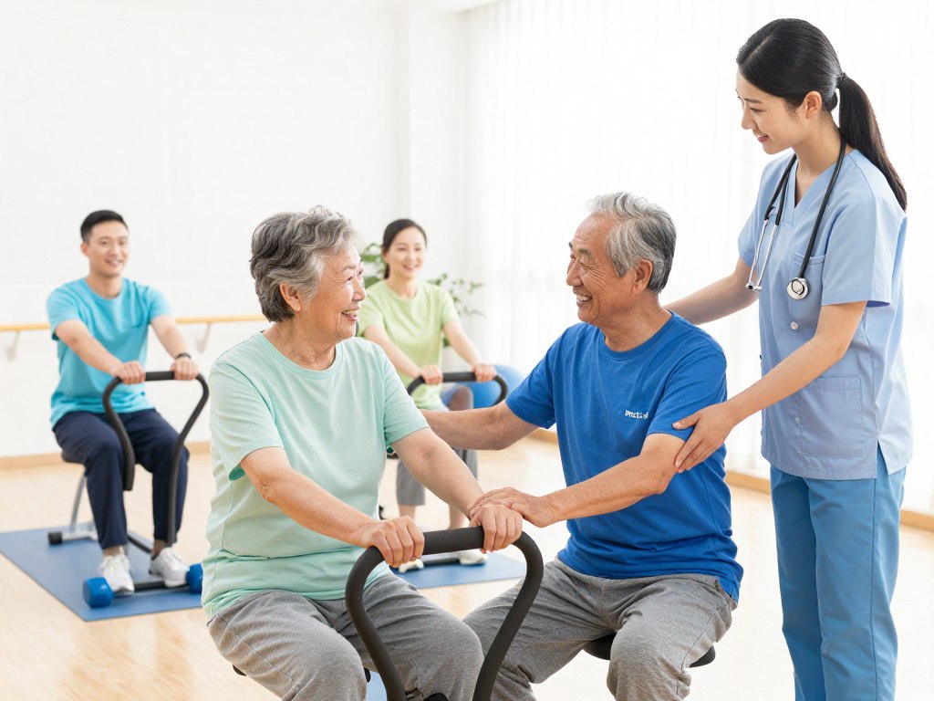 Casal de idosos participando de atividade preventiva oferecida pelo Plano para idosos MedSenior Casal de idosos participando de atividade preventiva oferecida pelo Plano para idosos MedSenior