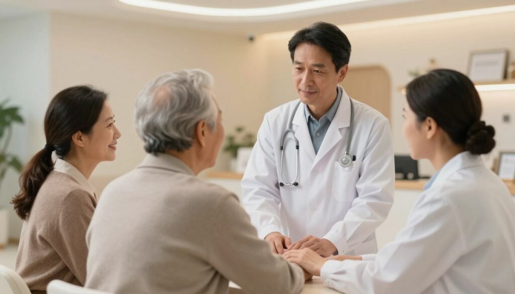 Idosos sendo atendidos em uma unidade MedSenior com profissionais especializados