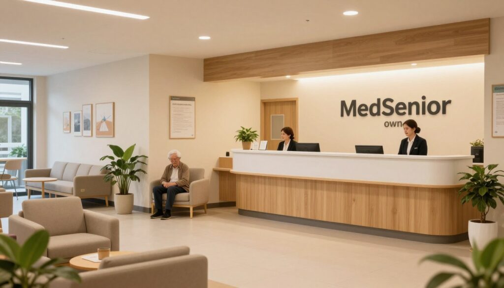 Recepção de uma unidade própria do Plano para idosos MedSenior com estrutura adaptada Recepção de uma unidade própria do Plano para idosos MedSenior com estrutura adaptada