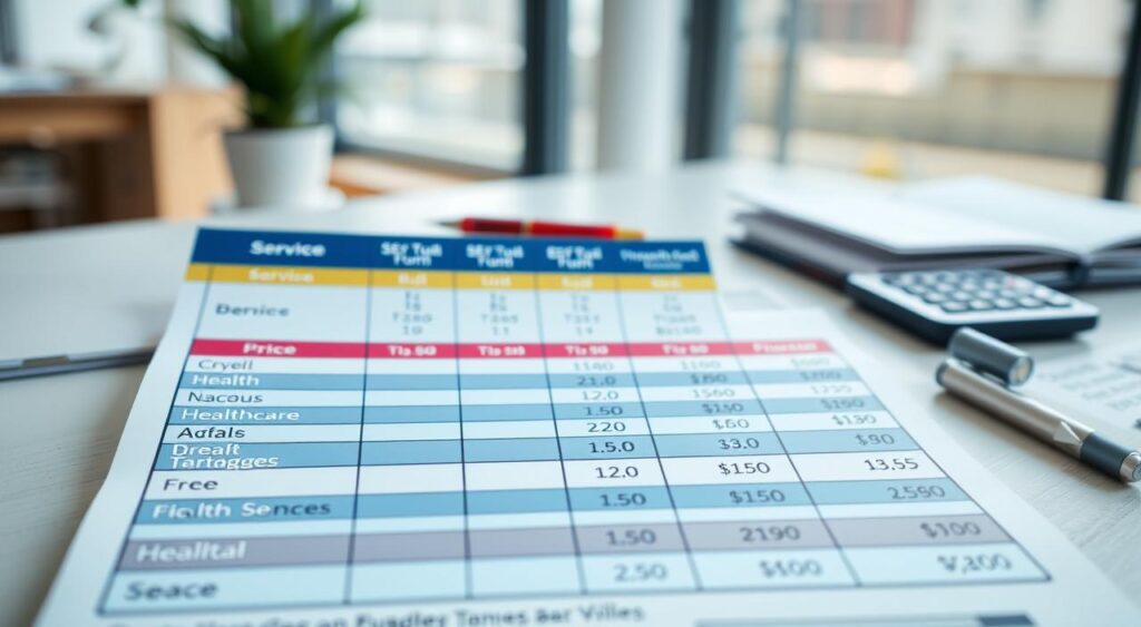 detalhes dos valores e tabela de preços