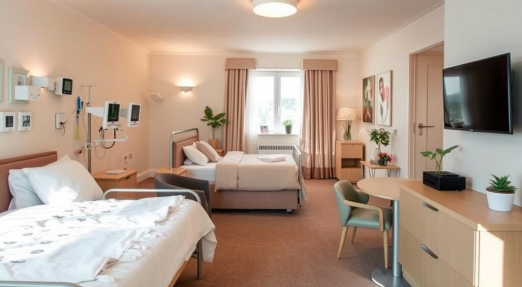 opções de acomodação enfermaria apartamento